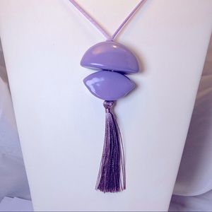 Purple Ceramic Bead Necklace with Tassel